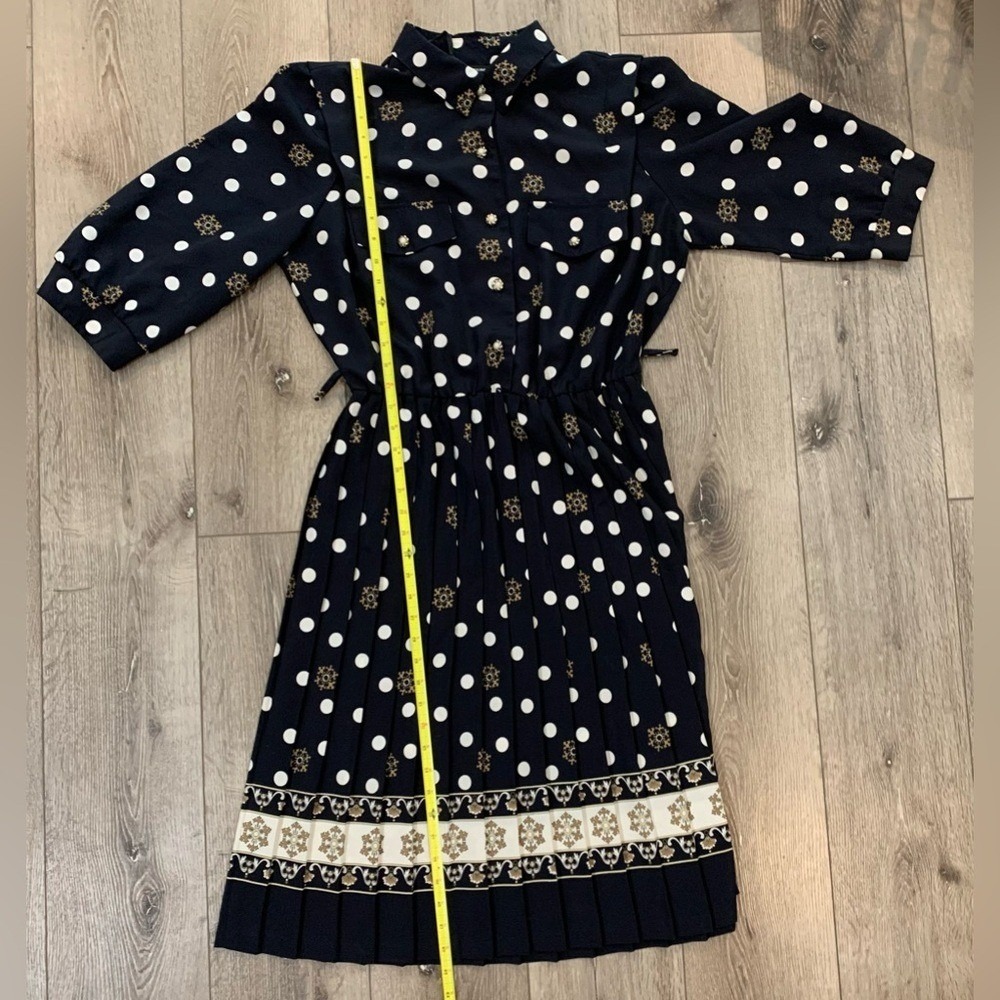 Vintage 1980s Edgy Statement Retro Grandma Flowy Modern Secretary Dress - Picture 6 of 10